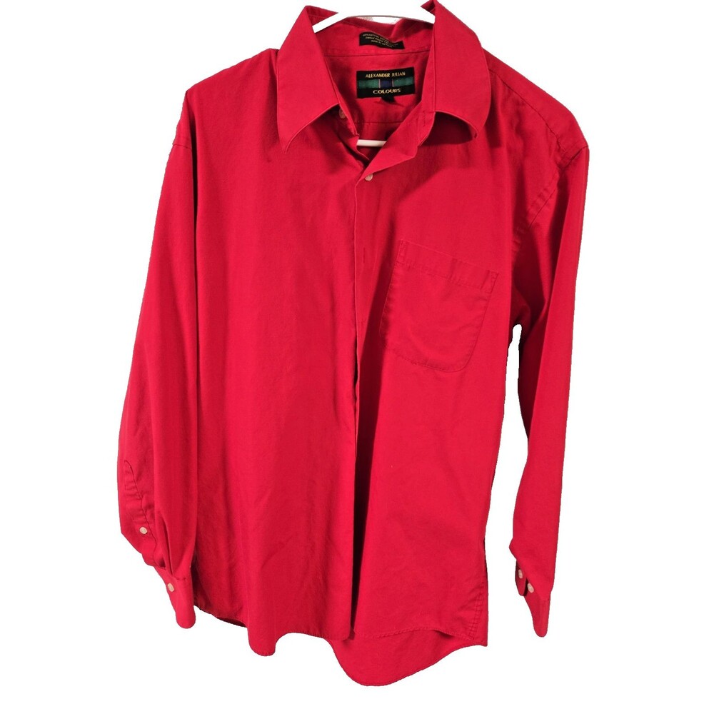 ALEXANDER JULIAN COLOURS LONG SLEEVE SHIRT RED MENS Medium 15.5 33